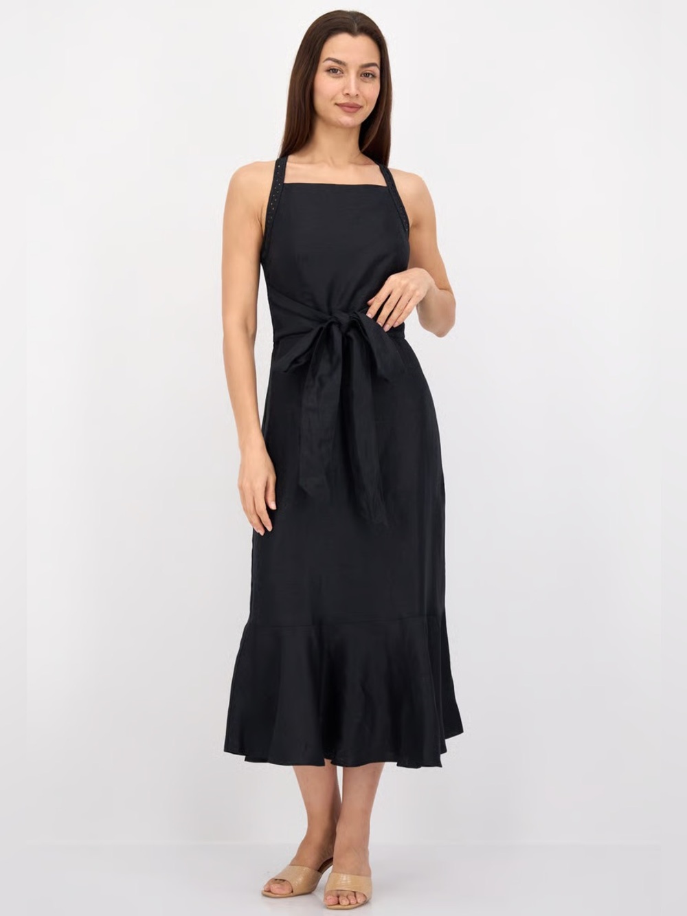Scotch & Soda Linen Blend Midi Dress Size L Sun Seekers Classic Hamptons Resort